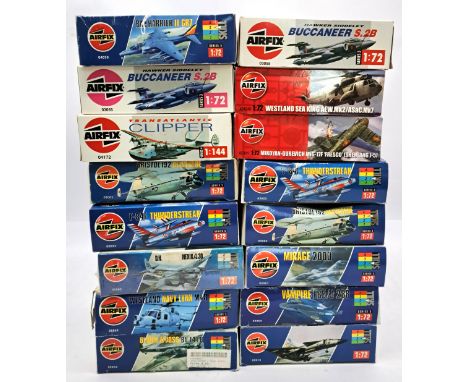 Airfix, a boxed mainly 1:72 scale plastic kit group comprising mainly of military aircraft to include 04039 BAE Harrier II GR