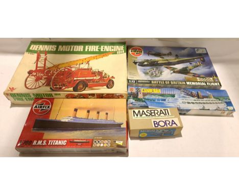 Airfix, Bandai &amp; Revell, a boxed Group of Mixed Scale Model Kits. Includes 05201 SS Canberra with others. Although unchec
