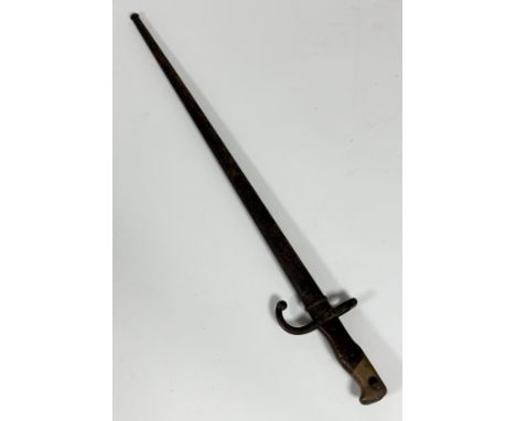 A French grass bayonet dated 1877 with steel scabbard (66cm)