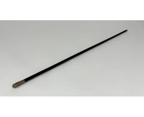 A Victorian Queen's Rifle Volunteers Brigade Royal Scots swagger stick with white metal top, ebonised stick, missing bottom c