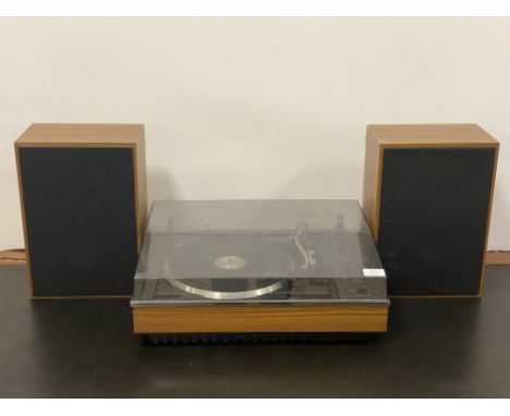 An Ambassador/BSR turntable record player, complete with a pair of speakers