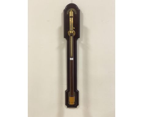 A reproduction ships style gimbal mounted mercury stick barometer, with brass plaques inscribed The Admiral Nelson ship barom