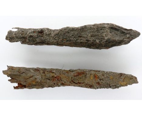 Two Iron Age Scorpio/crossbow bolts, L: 65 mm. P&amp;P Group 0 (£5+VAT for the first lot and £1+VAT for subsequent lots) 