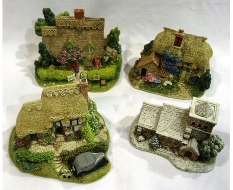 Four boxed Lilliput Lane, Heave Lea Cottage 11 x 14 cm, Cotman Cottage 14 x 10 cm, Cider Apple Cottage 12 x 10 cm, and All Sa