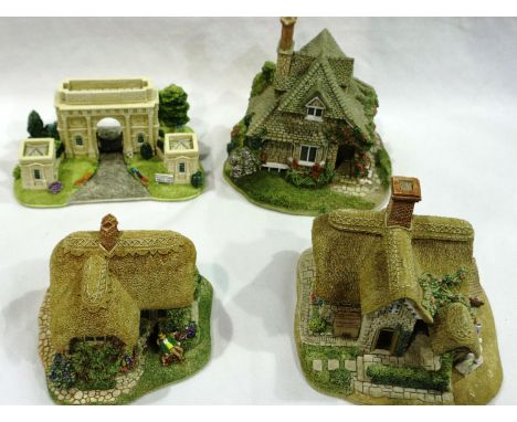 Four boxed Lilliput Lanes gateway to Harewood, Rose cottage, Bargate cottage tea room and summer impressions with deeds, larg