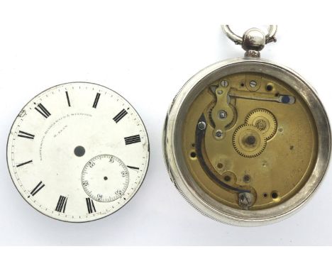 Hallmarked silver pocket watch by M. Elam Northwich, Middlewich and Winsford, lacking glass and hands. P&amp;P Group 1 (£14+V