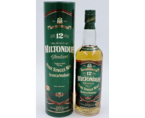 Boxed Milton Duff Glenlivet single malt scotch whisky aged 12 years, G. Ballentine 43% 70 cl. P&amp;P Group 2 (£18+VAT for th