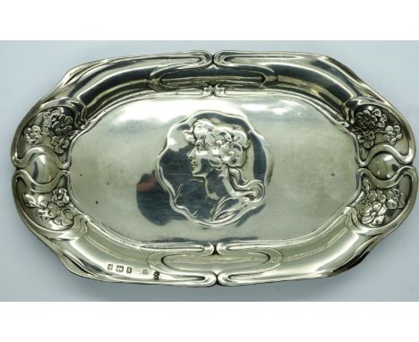 Art Nouveau hallmarked silver pin dish, Birmingham assay 1901, all hallmarks clear, slight marks to silver and small dent to 