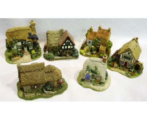 Six boxed Lilliput Lane, Dormouse Cottage 90 x 60 mm, Pennys Post 12 x 6 cm, The Toy Box 70 x 80 mm, Fruits of the Sea 80 x 7