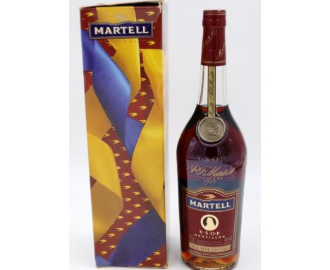 Boxed and unopened 1 litre bottle of Martell VSOP brandy. P&amp;P Group 3 (£25+VAT for the first lot and £5+VAT for subsequen