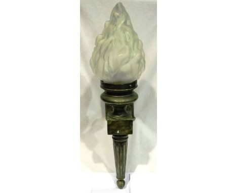 Art Deco style external lamp with flame shade, H: 55 cm. Not available for in-house P&amp;P 