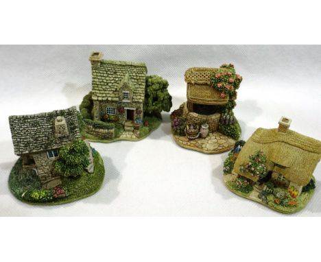Four boxed Lilliput Lanes, Fuchsia Cottage, Best Friends, Make a Wish and Ullswater Boat House, with deeds, largest 70 x 50 m