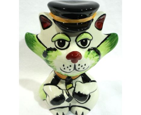 Lorna Bailey cat Milkman, H: 14 cm, no cracks or chips. P&amp;P Group 1 (£14+VAT for the first lot and £1+VAT for subsequent 