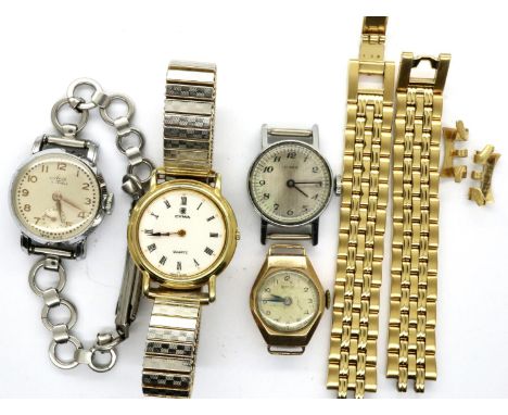 Collection of wristwatches to include a ladies Cyma wristwatch, Avia wristwatch, two watch heads and a gold plated watch brac