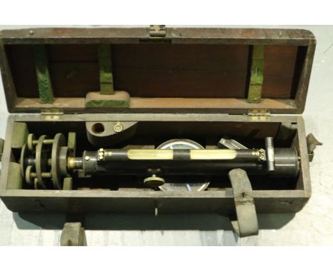 Wooden cased Troughton and 81mm London brass surveyor level telescope engraved for The Shropshire Union Railway and Canal Com