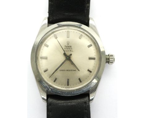 Rolex: Tudor Oyster Royal shock resisting wristwatch, serial no 51374, case marked 7084, working at lotting. P&amp;P Group 1 