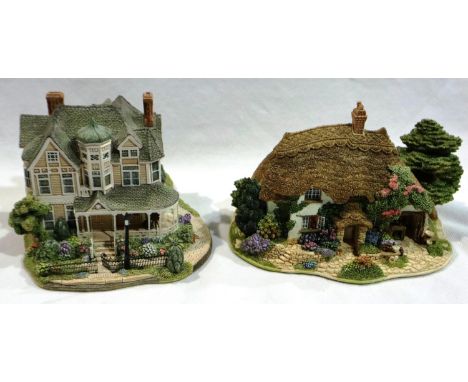 Two boxed Lilliput Lanes, The Pottery 16 x 7 cm and Victorian Romance 16 x 12 cm, both with deeds, no cracks or chips. P&amp;