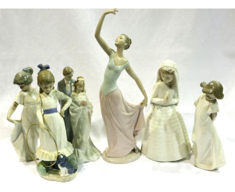 Six Nao figurines, largest H: 33 cm, no cracks or chips. P&amp;P Group 3 (£25+VAT for the first lot and £5+VAT for subsequent