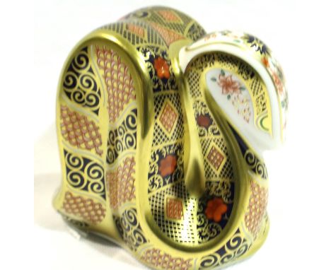 Royal Crown Derby first quality snake, with gold stopper, H: 90 mm, no cracks or chips. P&amp;P Group 1 (£14+VAT for the firs