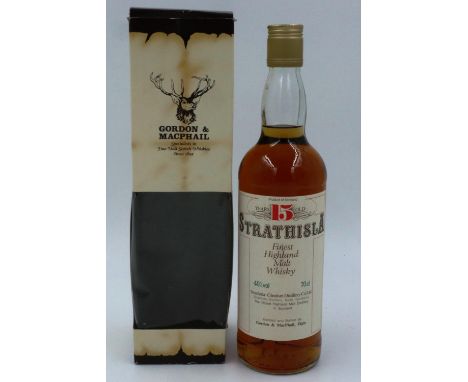 Boxed Strathisla finest Highland scotch whisky 15 years old, Gordon &amp; McPhail Elgin, 40 % 70 cl. P&amp;P Group 2 (£18+VAT