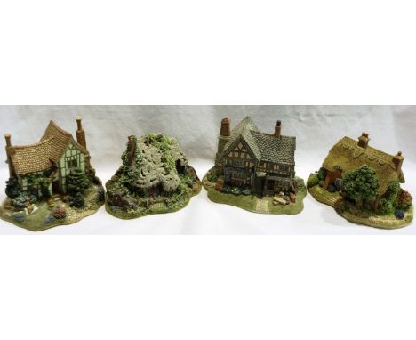 Four boxed Lilliput Lanes, Hampton Manor, New Forest Teas, Forget Me Not and Junk &amp; Disorderly, some with deeds, largest 