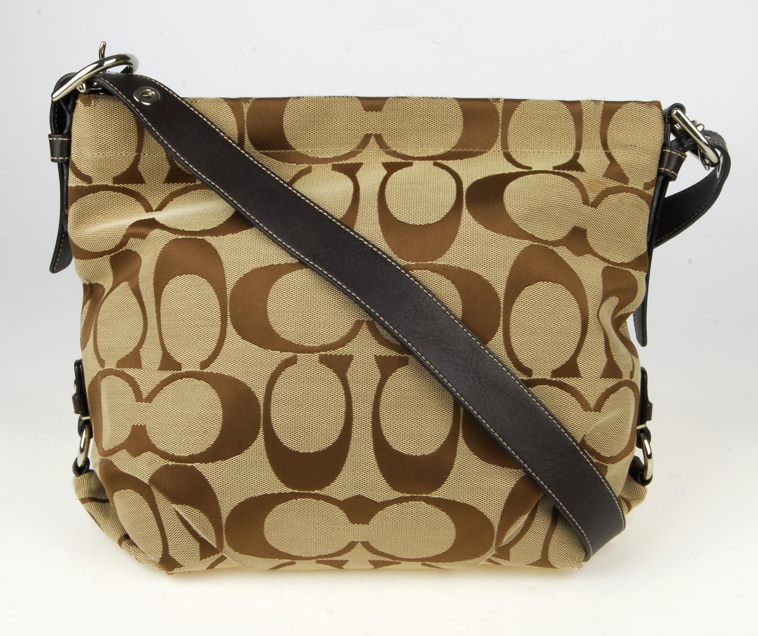 COACH - two Monogram canvas handbags. To include a large canvas handbag with front zip pocket, ad
