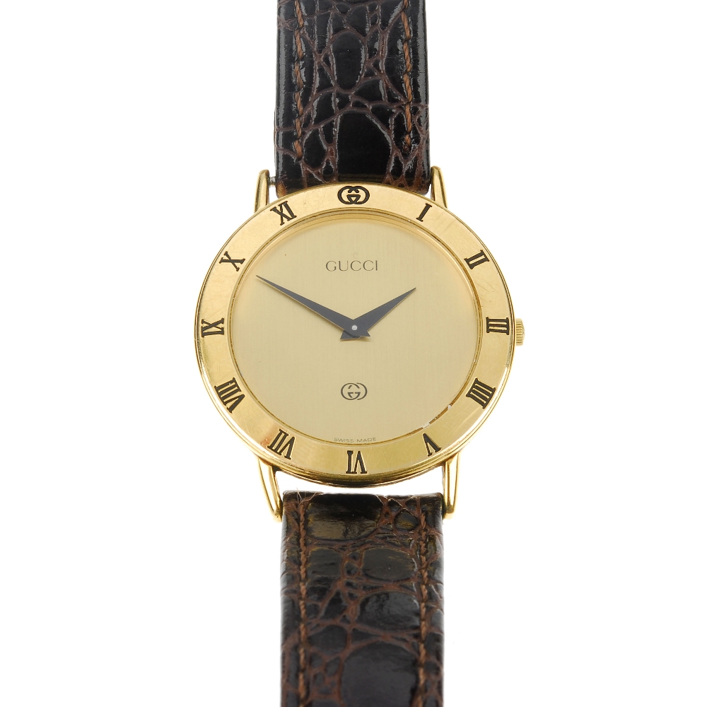 GUCCI - a gold plated quartz gentleman's 3000M wrist watch. The plain