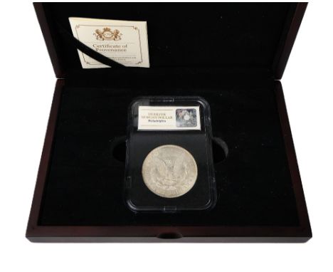 Cased USA silver Morgan dollar, 1921