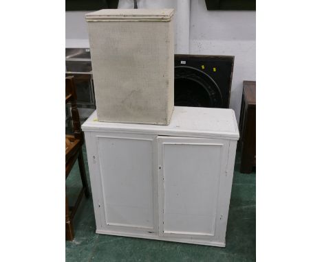 Painted cupboard and laundry basket