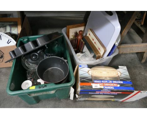 Boxed microwave roasting set, glassware, kitchenware, cutlery, placemats etc