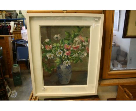 English School, 20th century, still on canvas, study of daisies in a ceramic vase, 49 x 36.5cm