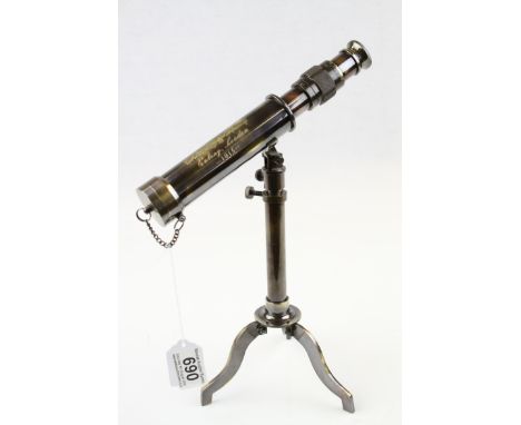 Brass Desk Telescope inscribed London on Tripod Support
