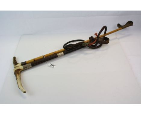 Gentleman's Swaine and Adeney Hunting Whip with Silver Hallmarked Mounts, Horn Handle and Leather Covered Shaft together with