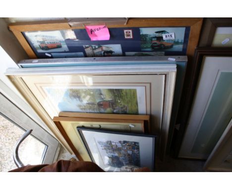 Collection of Seven Framed and Glazed Prints including Chris Woods Signed Limited Edition Print ' The Travellers ' no.94/500