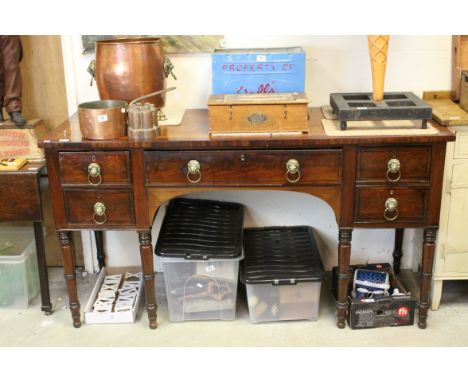 George IV Mahogany and Crossbanded Sideboard raised on Ring Turned Legs, 172cms wide