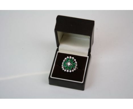 Silver and CZ Flower Head Style Ring
