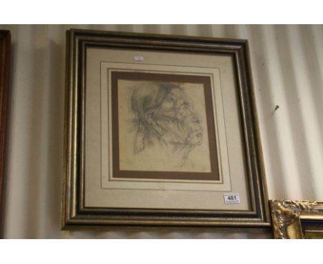 Early 20th century, a signed pencil sketch portrait of an American indigenous Indian, dated in margin, 25 x 23cm