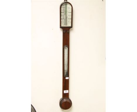 Victorian Rosewood L. Casella of London Stick Barometer with Thermometer, 92cms high