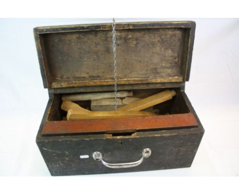 Stained Pine Tool Box together with Various Tools