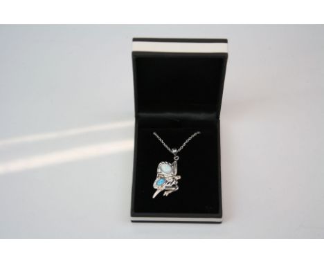 Silver and Opal Winged Fairy Necklace