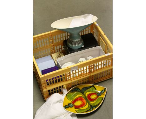 Mixed Lot of Ceramics including Poole Pottery Yellow Ground Delphis Plate, Hornsea Slipware Vase, Boxed Wade Tortoise and Two
