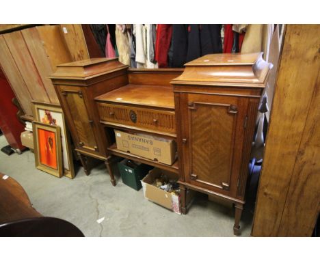 Victorian Mahogany Pedestal Sideboard with central drawer over a shelf flanked by two pedestals either side, 152cms wide x 11
