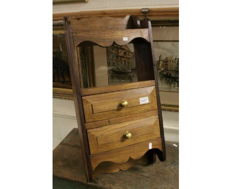 Vintage Elm Hanging Shelf Unit with Two Drawers