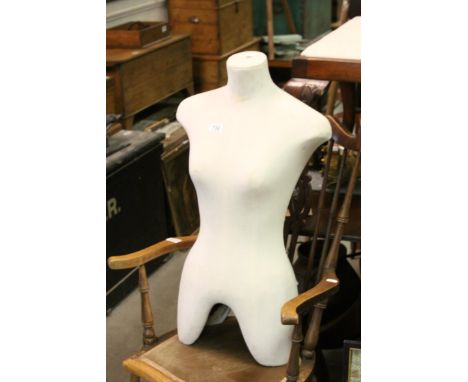 Fabric Covered Female Torso Mannequin marked Stockman, London, 80cms high