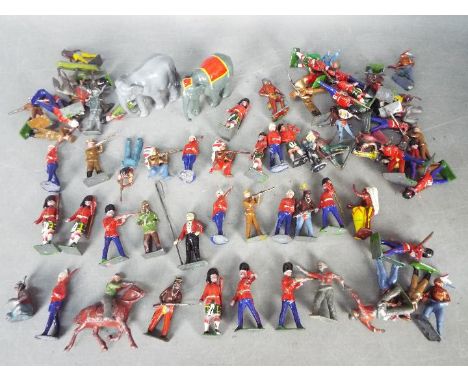 Britains, Charbens, JoHillCo, Other - Approximately 60 unboxed metal soldiers and figures from a variety of manufacturers. Lo