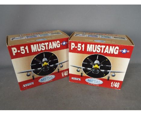 Franklin Mint Armour Collection - Two boxed 1:48 scale diecast model P51 Mustang aircraft. Lot includes #98006 and #98007 USA