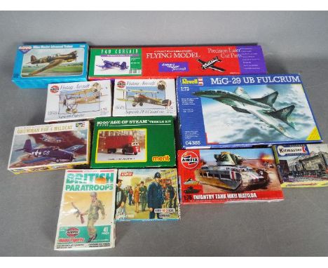 Airfix, Revell, Merit, Novo, Others - A mixed collection of boxed plastic and one balsa model kits in various scales. Lot inc