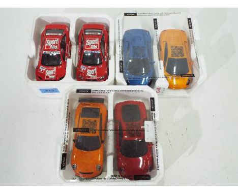 Scalextric - six Scalextric racing cars by Hornby in polystyrene molded cases