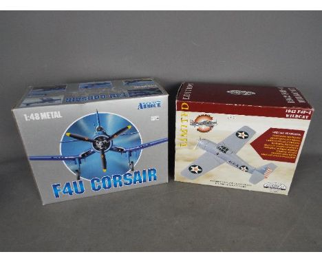 Franklin Mint, Gearbox - Two boxed diecast military aircraft. Lot includes a Franklin Mint Collection Armour 1:48 ART98026 F$