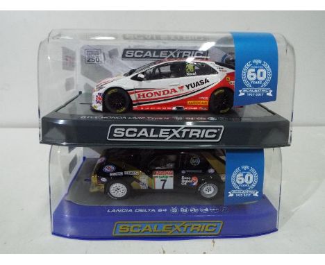 Scalextric -two 1:32 scale Scalextric cars comprising Special Edition Lancia Delta S4 No. 2/250 #C3490 and Special Edition BT